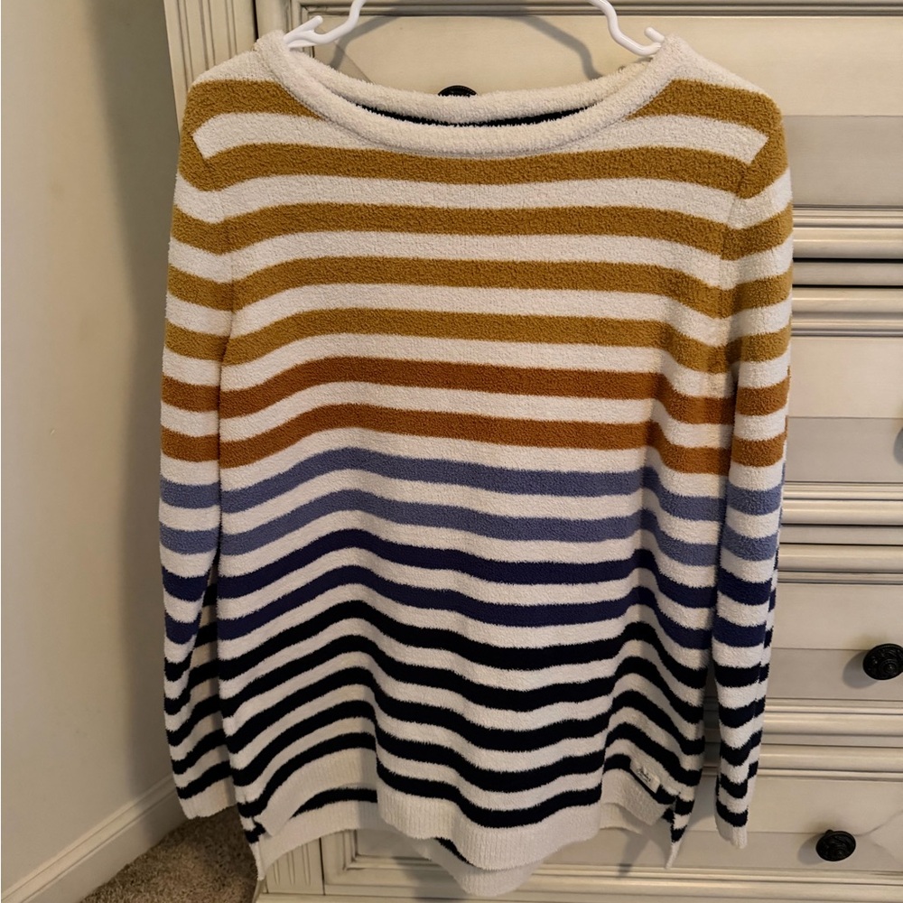 Joules Women's Striped Sweater in Cream, Gold, and Blue